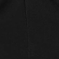 Fekete rövid rugalmas szövetű ráncokkal mintázott ceruza ruha elöl felsliccelt