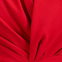 Piros rövid rugalmas szövetű ráncokkal mintázott ceruza ruha elöl felsliccelt