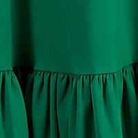Zöld lycra midi harang ruha csupasz véllakkal és fodrokkal a ruha alján - StarShinerS