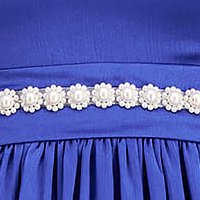 Kék vékony szatén anyagú midi harang ruha öv tipusú kiegészitővel gyöngy díszítéssel - StarShinerS