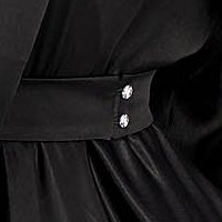Fekete szaténból készült hosszú ruha átlapolt, strassz köves díszítéssel - StarShinerS