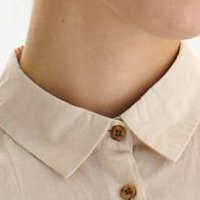 Beige women`s shirt cotton loose fit short sleeves