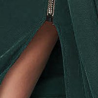 Rochie din lycra verde-inchis tip creion accesorizata cu o fundita pe umar - StarShinerS