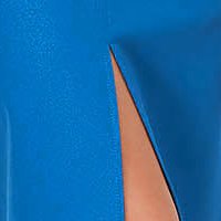 Rochie din stofa usor elastica albastra tip creion cu volanas si slit frontal - StarShinerS