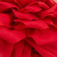 Rochie din voal satinat rosie lunga in clos cu accesoriu in forma de floare 3D