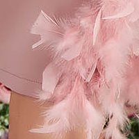 Powder pink dress pencil feather details detachable cord