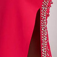 Fuchsia dress midi pencil with veil sleeves with puffed sleeves