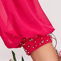 Fuchsia dress midi pencil with veil sleeves with puffed sleeves