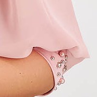 Púder rózsaszín midi ceruza ruha muszlin bő ujjakkal