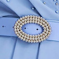 Rochie din crep albastru-deschis tip creion petrecuta cu aplicatii cu perle si maneci din voal