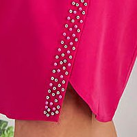 Fuchsia dress pencil wrap around crepe with pearls with veil sleeves