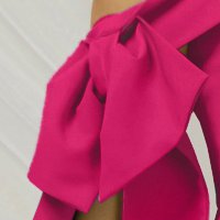 Fuchsia pencil type dress made of thin material accessorized with bows - PrettyGirl