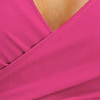 Fuchsia Crepe Pencil Dress with Crossover Neckline and Puffy Shoulders - StarShinerS