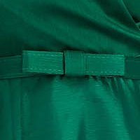 Zöld midi organza harang ruha öv típusú kiegészítővel és bő ujjakkal
