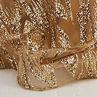 Ruha aranyszínű tüllből harang hosszú csillogó díszítések strassz köves díszítés övvel ellátva