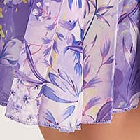 Pleated Chiffon Dress Short with Wide Cut and Floral Print - SunShine