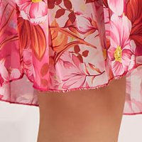 Pleated Chiffon Dress Short with Loose Fit and Floral Print - SunShine