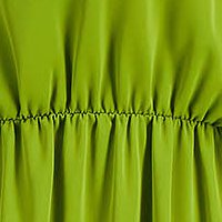 Ruha zöld könnyed anyag midi harang alakú gumirozott derékrésszel kendő jellegű gallér