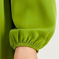 Green dress light material midi cloche with elastic waist