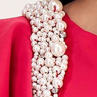 Pink muszlin hosszú harang ruha fodros és gyöngy díszítéssel - StarShinerS