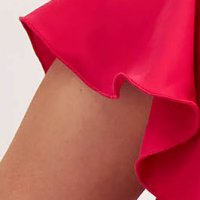 Pink muszlin hosszú harang ruha fodros és gyöngy díszítéssel - StarShinerS