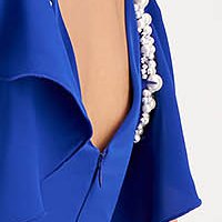 Kék muszlin hosszú harang ruha fodros és gyöngy díszítéssel - StarShinerS