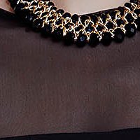 Black Crepe Midi Pencil Dress with Necklace Accessory - Fofy