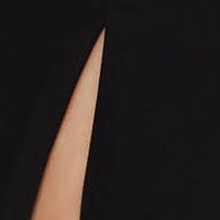 Rochie din stofa elastica neagra midi tip creion cu slit frontal si cordon cu aplicatii cu margele - Fofy