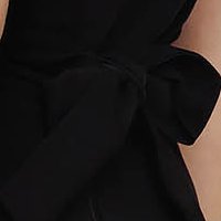 Midi pencil elastic cloth frontal slit detachable cord with small beads embellished details black dress