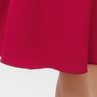 Fuchsia Elastic Fabric Dress in Flared Style with Wraparound Neckline and Detachable Belt - PrettyGirl
