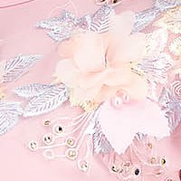 Világos rózsaszínű muszlin midi harang ruha gumirozott derékrésszel virágos hímzéssel - StarShinerS