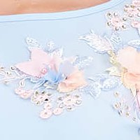 Világoskék muszlin midi harang ruha gumirozott derékrésszel virágos hímzéssel - StarShinerS