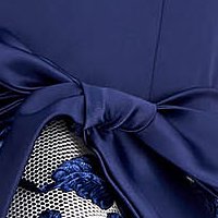 Sötétkék szaténból készült rövid harang ruha övvel ellátva - StarShinerS