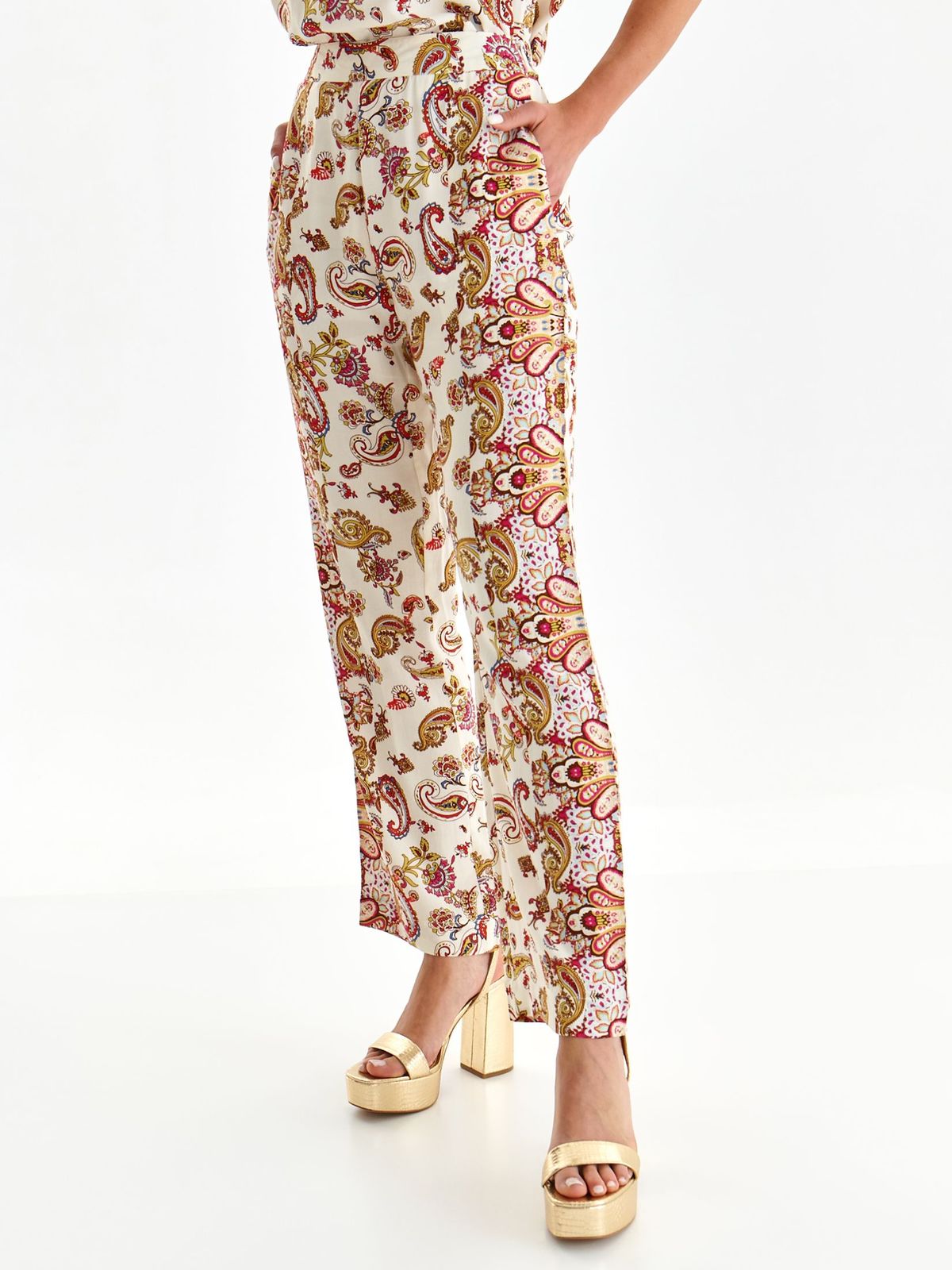 Trousers thin fabric high waisted lateral pockets with elastic waist