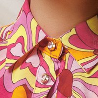 Narancssárga muszlin szűkített női ing fodros gallérral