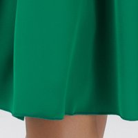 Green Elastic Fabric Dress in A-Line with Crossover Neckline and Detachable Belt - PrettyGirl