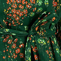 Zöld rövid harang muszlin ruha bő háromnegyedes ujjakkal