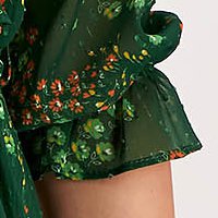 Zöld rövid harang muszlin ruha bő háromnegyedes ujjakkal