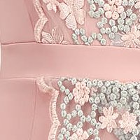 Púder rózsaszínű enyhén rugalmas ceruza ruha taft anyagból csipkés díszítéssel - StarShinerS