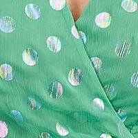 Zöld muszlin midi harang ruha bő ujjakkall és virág alakú brossal - StarShinerS