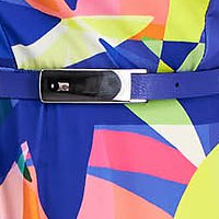 Lycra harang alakú ruha gumirozott derékrésszel öv típusú kiegészítővel absztrakt mintával - StarShinerS