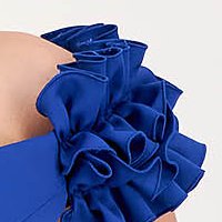 Kék rugalmas szövetü ceruza ruha ujjatlan és fodros díszitéssel - StarShinerS