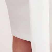 Midi krepp ceruza ruha - fehér, mély dekoltázzsal, anyagátfedés muszlinból - StarShinerS