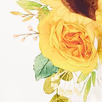 Sárga enyhén rugalmas szövetü midi harang ruha gumirozott derékrésszel és virágmintával - StarShinerS