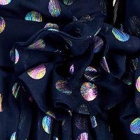 Kék muszlin midi harang ruha bő ujjakkall és virág alakú brossal - StarShinerS