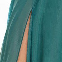 Muszlin csillogó díszítésekkel ellátott hosszú harang ruha - sötétzöld, lábon sliccelt