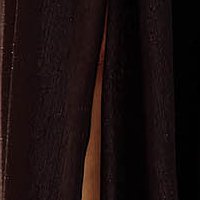 Muszlin csillogó díszítésekkel ellátott hosszú harang ruha - fekete, lábon sliccelt