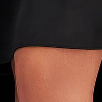 Taft aszimetrikus harang ruha - fekete, rugalmas anyagú, v-dekoltázzsal, bross kiegészítővel - StarShinerS