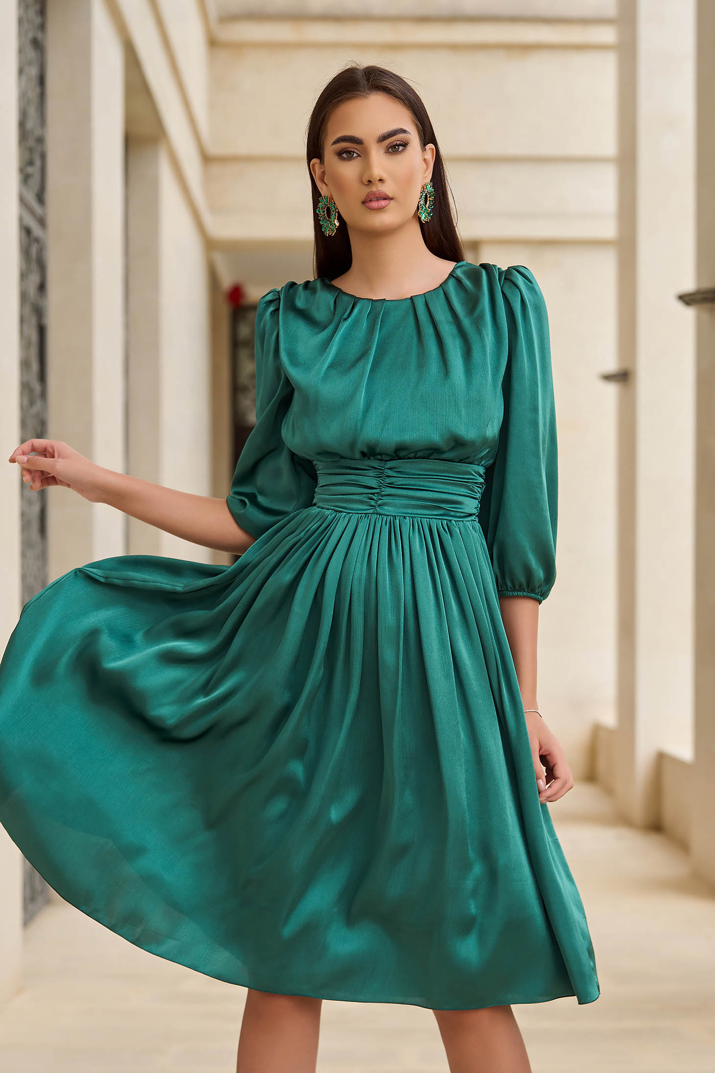 dark green satin midi dress 2026 Buy