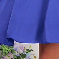 Muszlin rövid bő szabású kék ruha, virág alakú brossal - StarShinerS